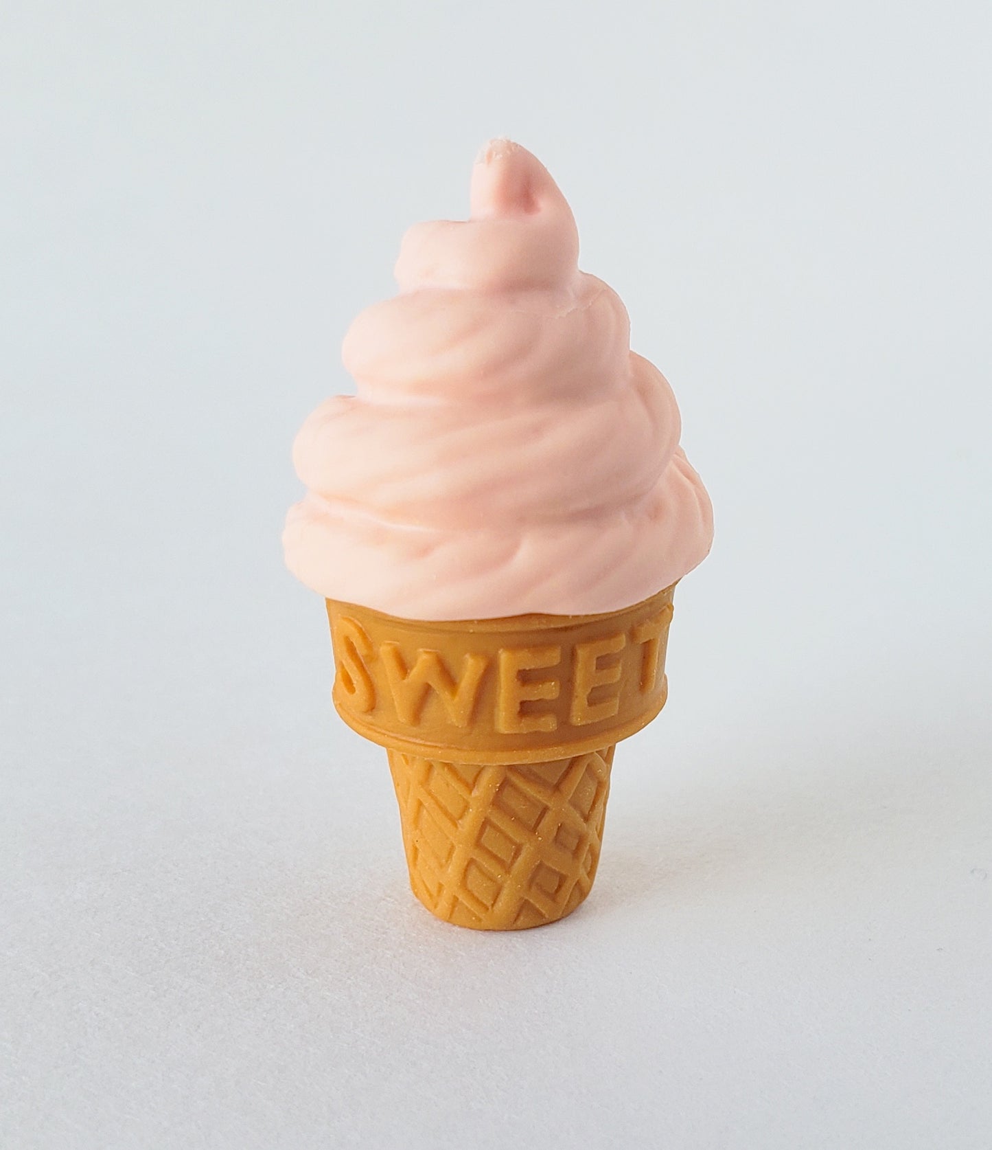 Iwako strawberry ice cream cone eraser on a white background