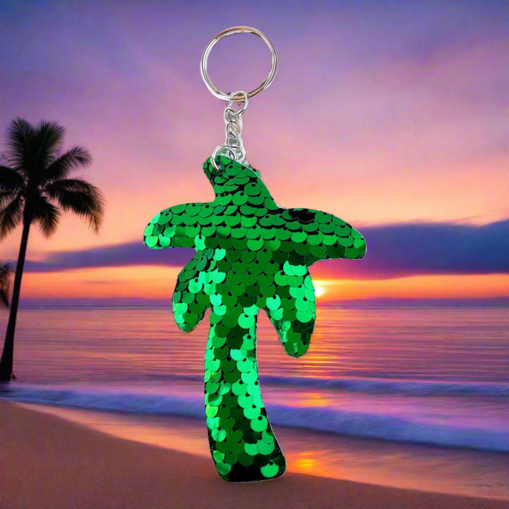Sequin Palm Tree Bag Charm Keychain from Confetti Kitty, Only 2.99