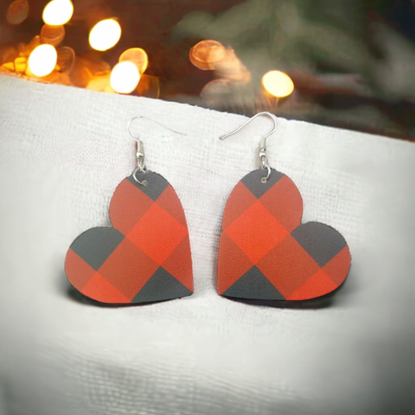 Buffalo Plaid Heart Earrings from Confetti Kitty, Only 7.99