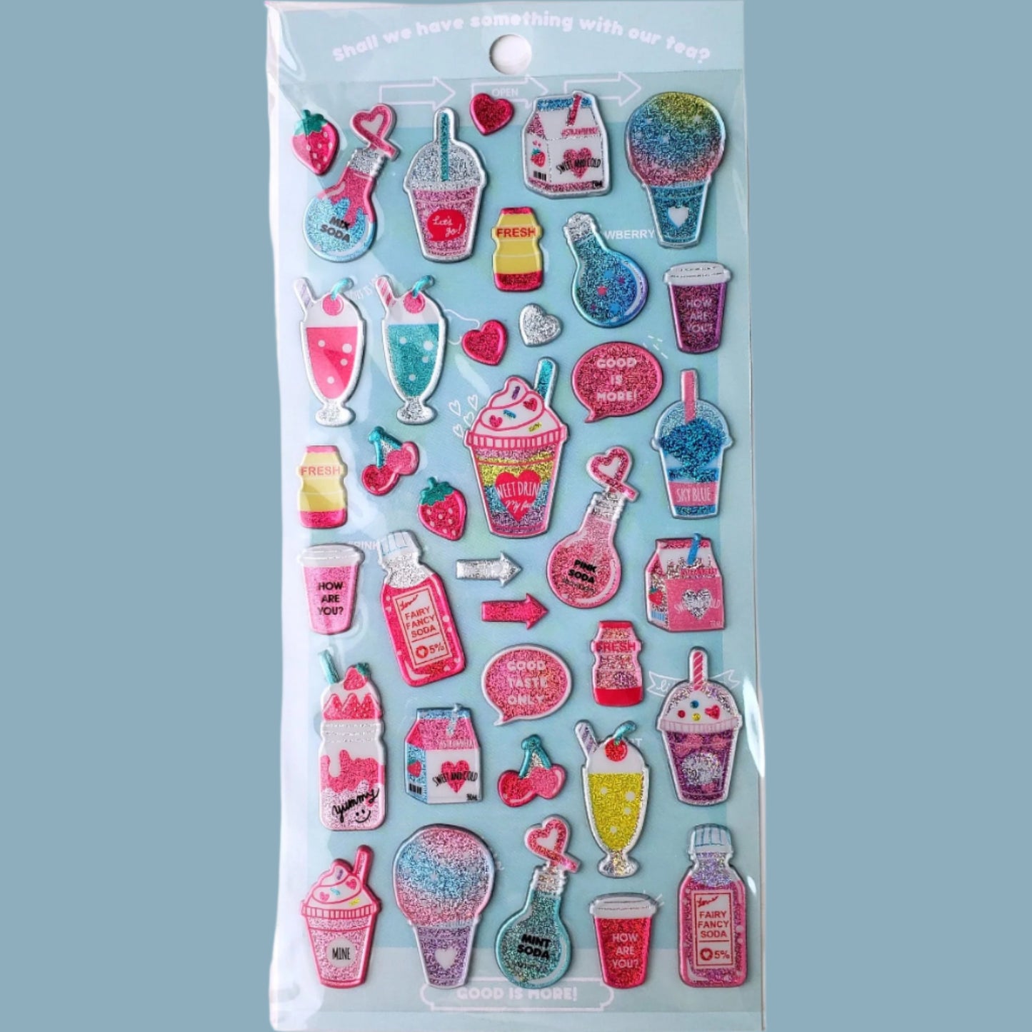 Glittery Sweet Drinks Journal Stickers from Confetti Kitty, Only 8