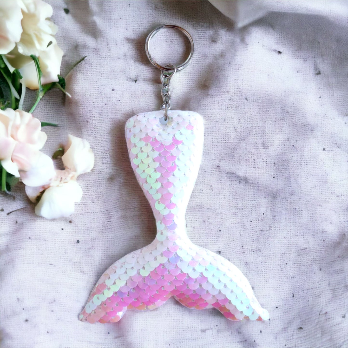 Mermaid Tail Sequin Bag Charm Keychain from Confetti Kitty, Only 2.99