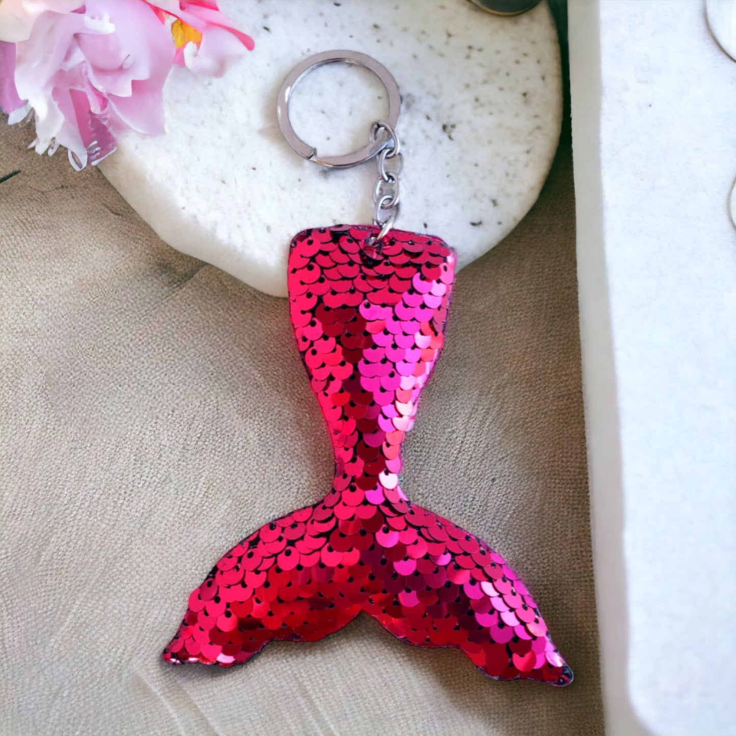 Mermaid Tail Sequin Bag Charm Keychain from Confetti Kitty, Only 2.99