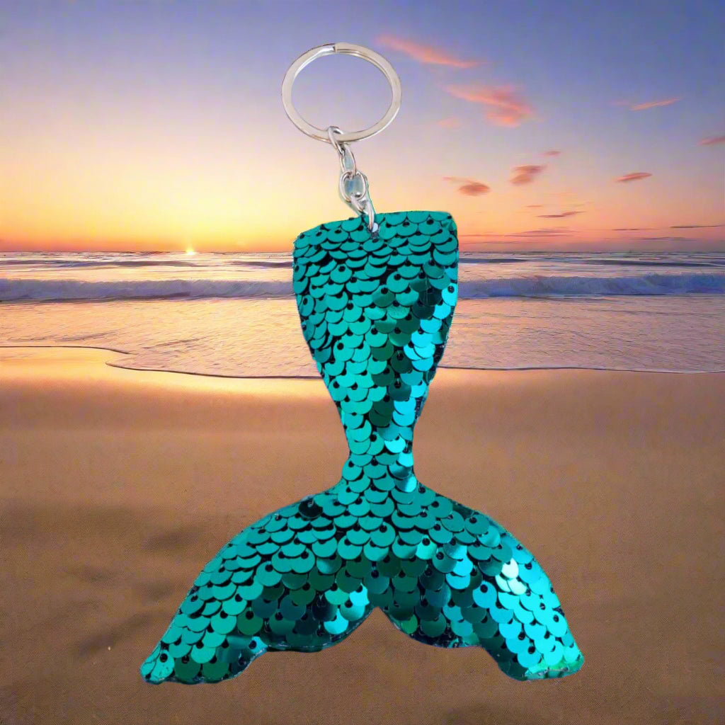 Mermaid Tail Sequin Bag Charm Keychain from Confetti Kitty, Only 2.99