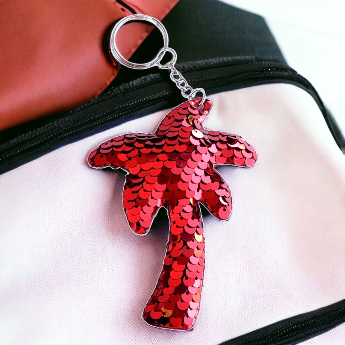 Sequin Palm Tree Bag Charm Keychain from Confetti Kitty, Only 2.99
