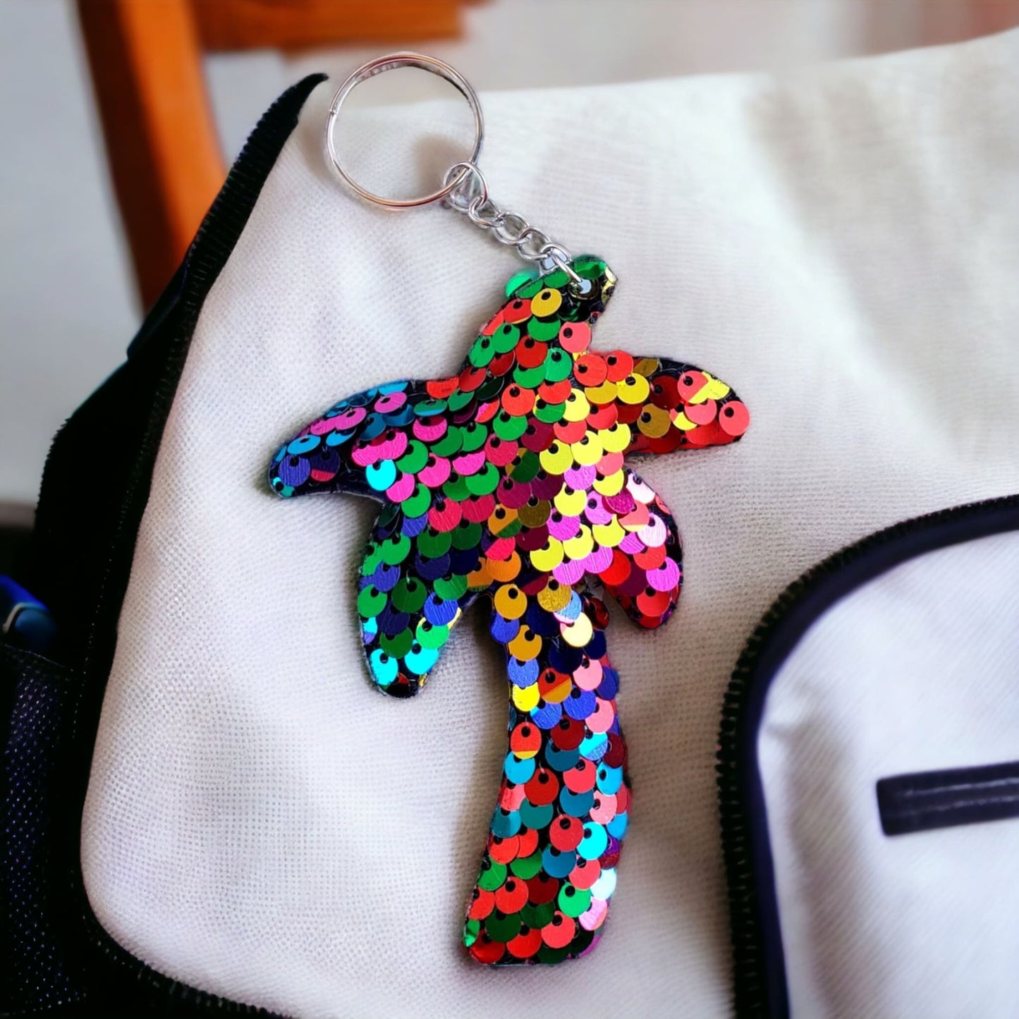 Sequin Palm Tree Bag Charm Keychain from Confetti Kitty, Only 2.99