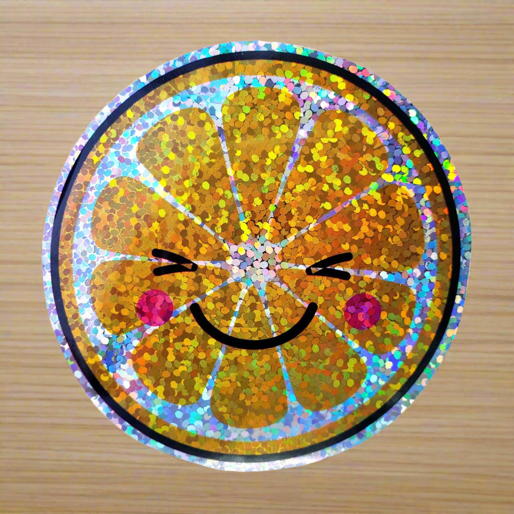 Holographic Glitter Kawaii Orange