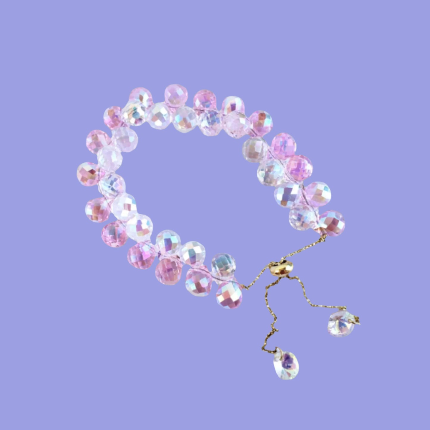 Iridescent Crystal Faceted Bead Bracelet in PInk from Confetti Kitty, Only 14.99
