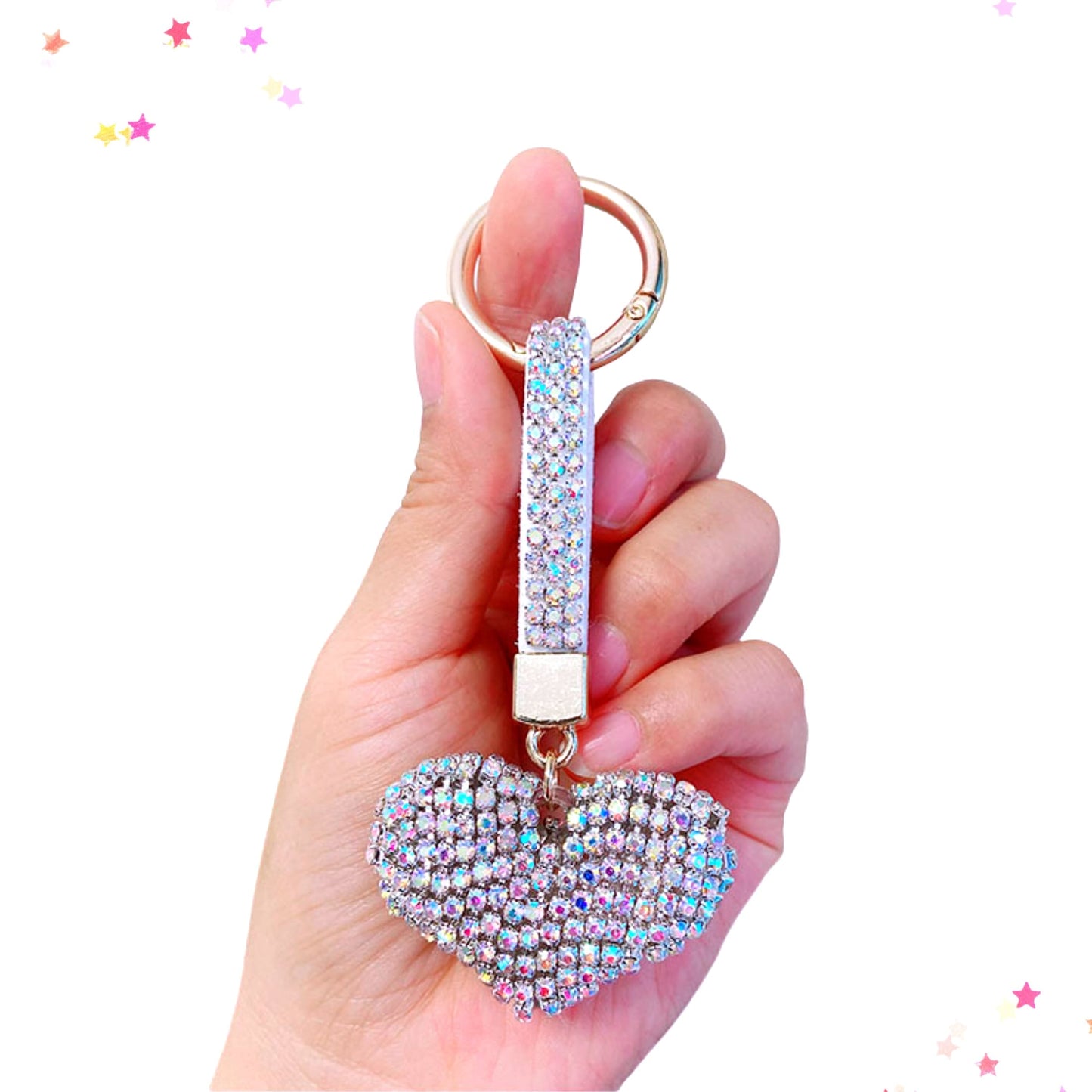 Iridescent Aurora Borealis Rhinestone Heart Bag Charm from Confetti Kitty, Only 12.99