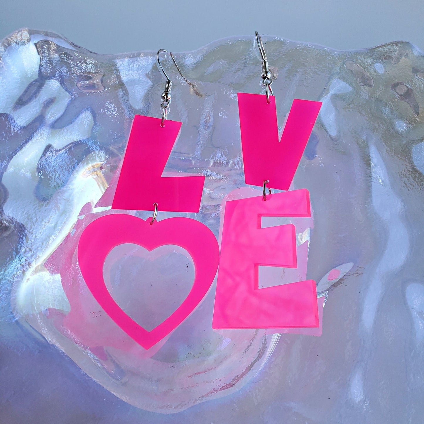 Love Asymmetrical Acrylic Dangle Earrings from Confetti Kitty, Only 4.99