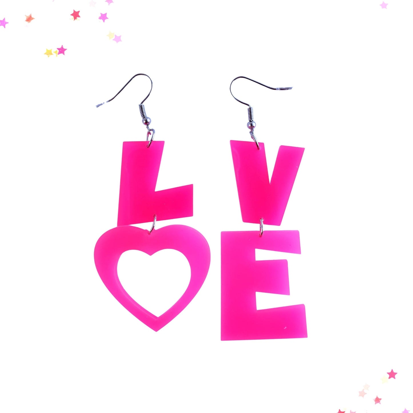 Love Asymmetrical Acrylic Dangle Earrings from Confetti Kitty, Only 4.99