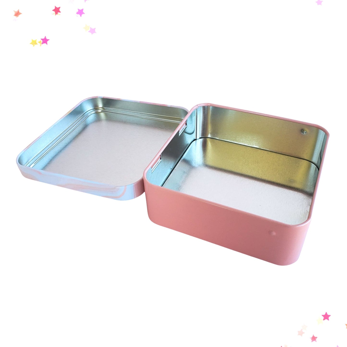 Peachy Pink Swirl Tin Storage Box from Confetti Kitty, Only 3.99