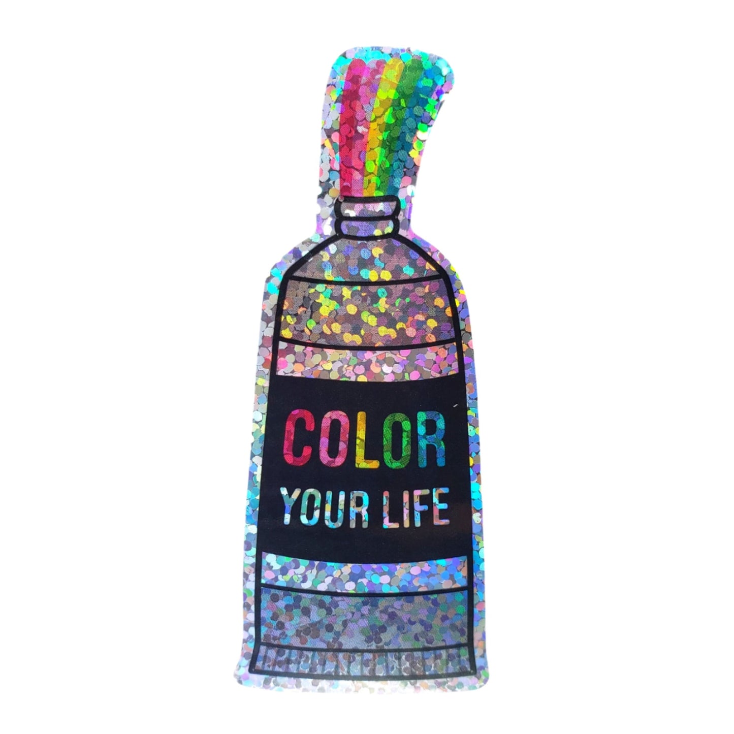 Premium Sticker - Sparkly Holographic Glitter Color Your Life from Confetti Kitty, Only 2.00