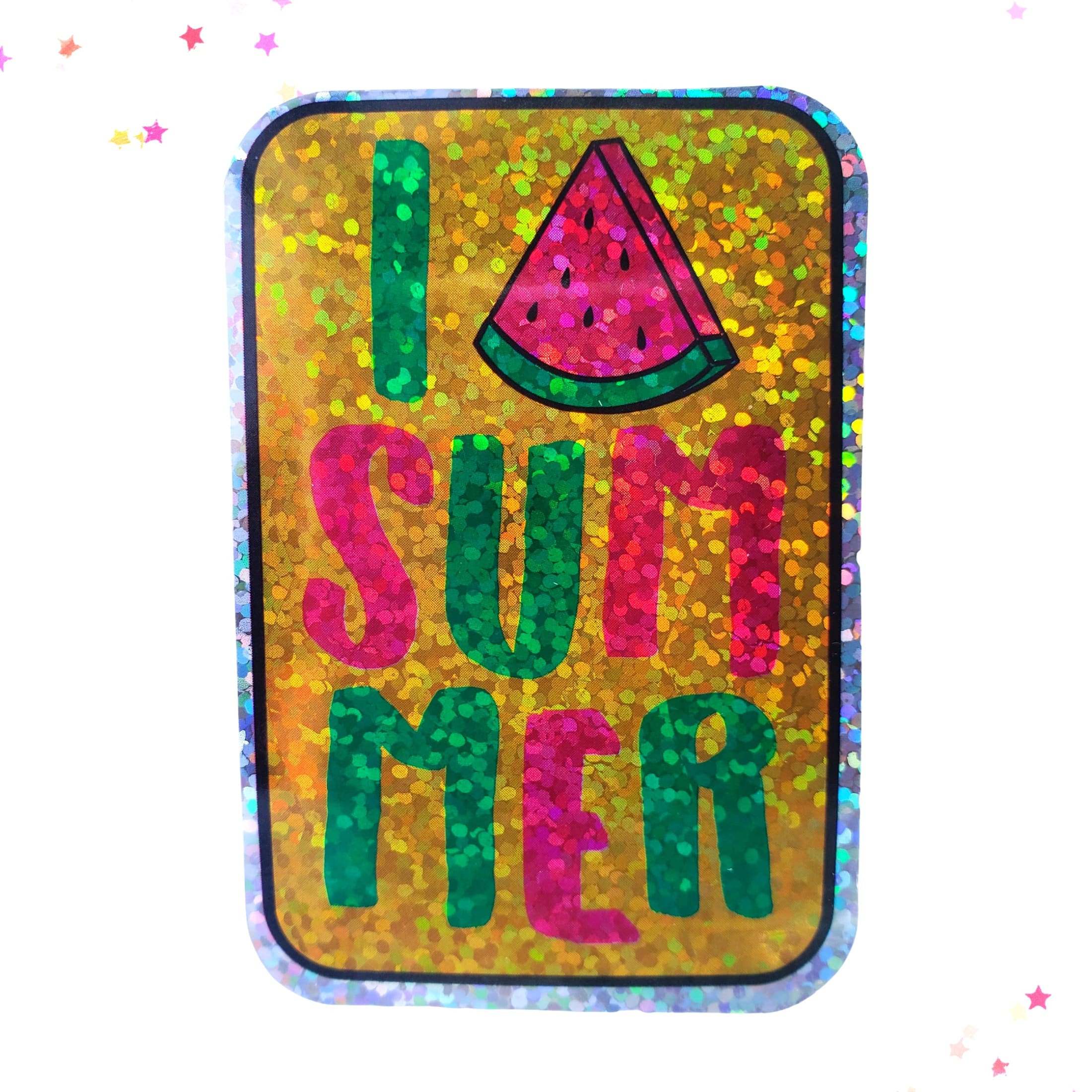 Premium Sticker - Sparkly Holographic Glitter Love Summer