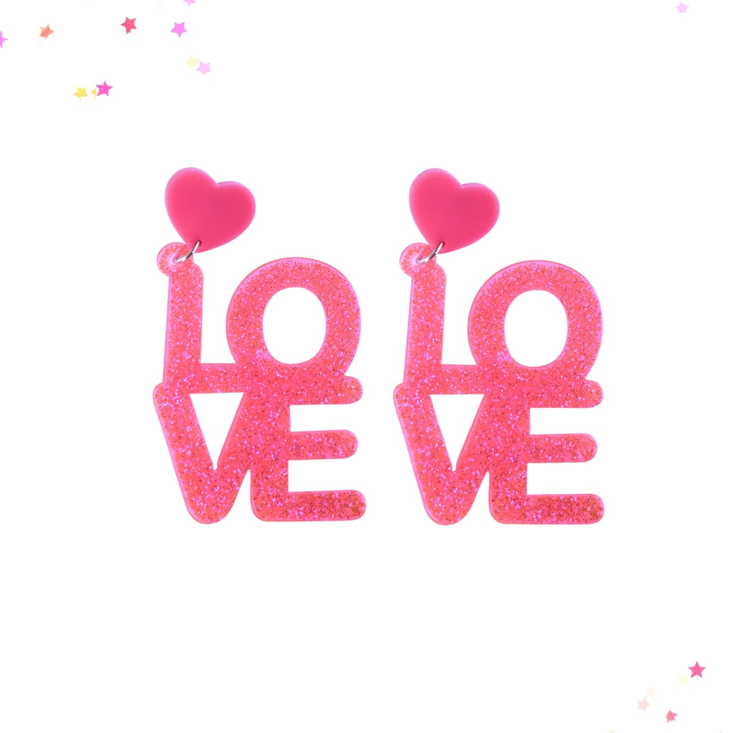 Sparkly Love Drop Earrings from Confetti Kitty, Only 4.99