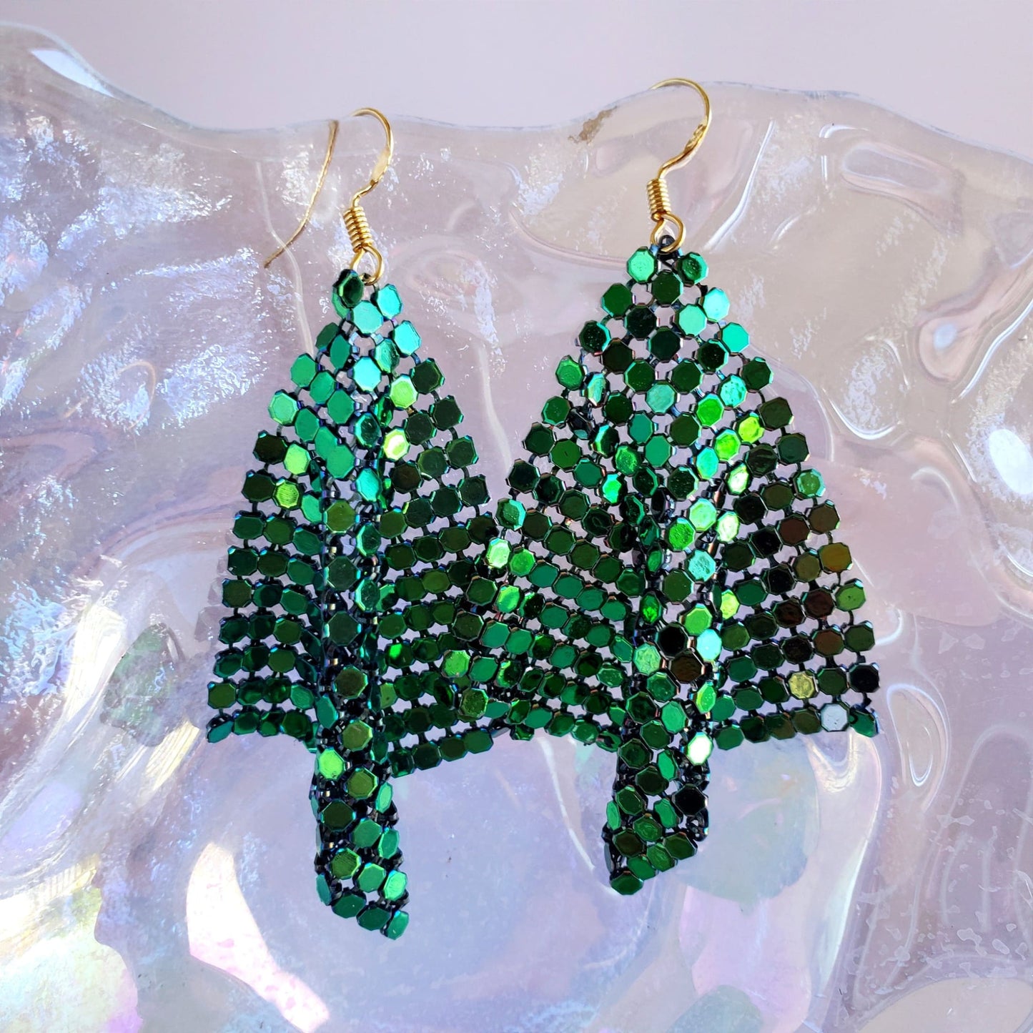 Mermaid Mesh Sequin Grid Earrings from Confetti Kitty, Only 7.99