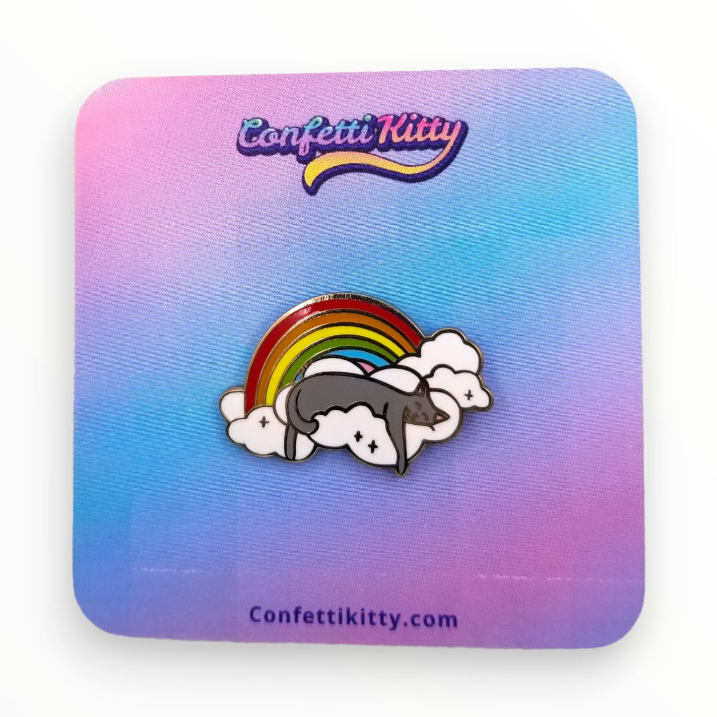 Cat on a Cloud Hard Enamel Pin from Confetti Kitty, Only 7.99