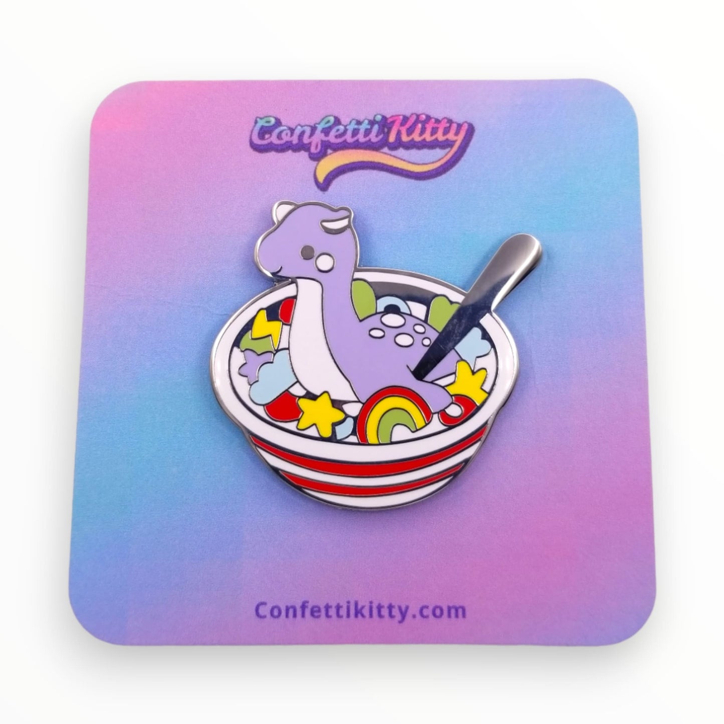 Playful Plesiosaur in Cereal Bowl Hard Enamel Pin from Confetti Kitty, Only 12.99