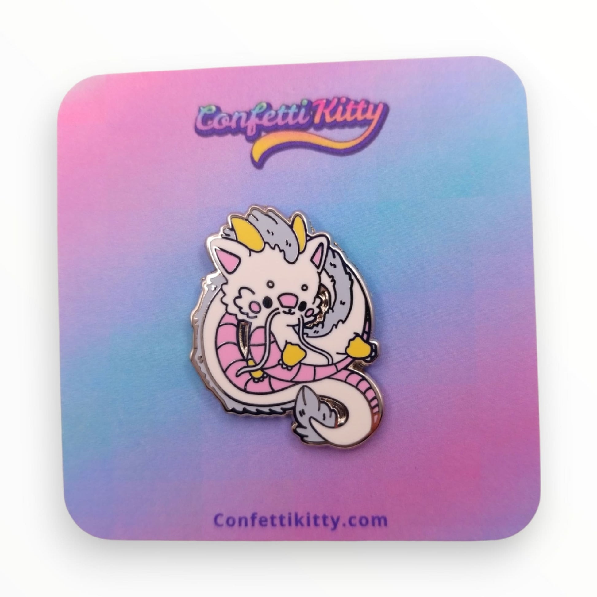 White Dragon Hard Enamel Pin from Confetti Kitty, Only 12.99