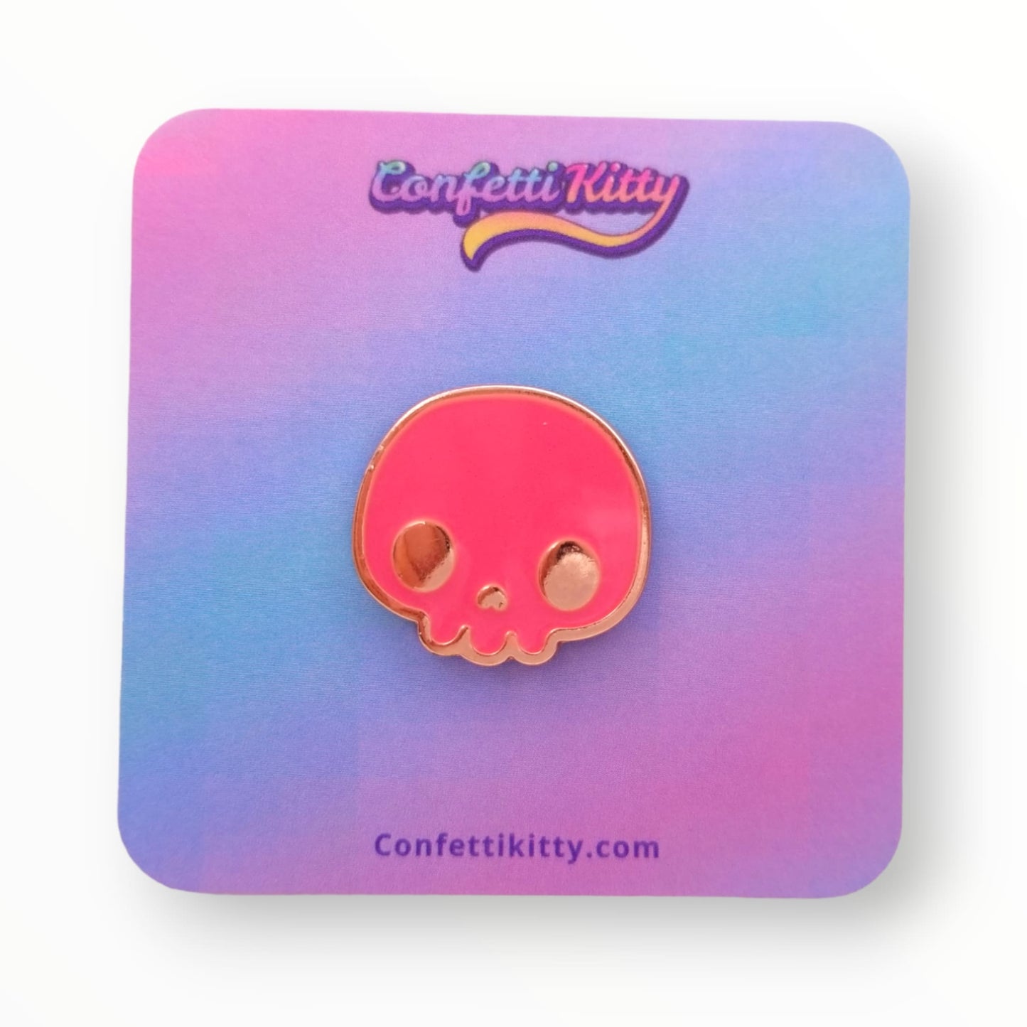 Pink Skull Enamel Pin from Confetti Kitty, Only 7.99