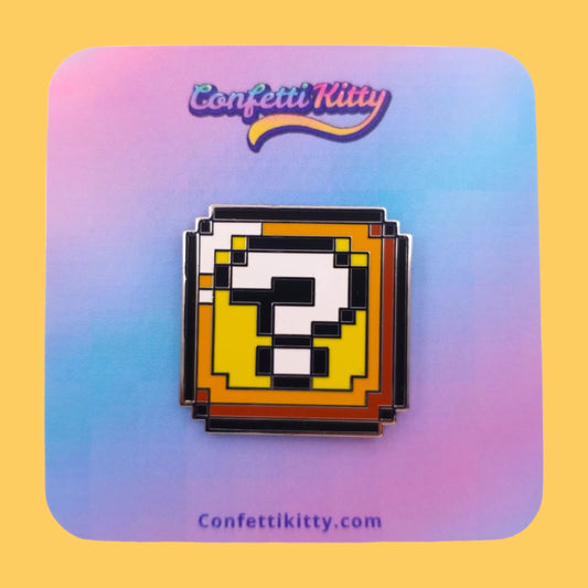 Super Mario Bros Question Mark Block Hard Enamel Pin from Confetti Kitty, Only 7.99