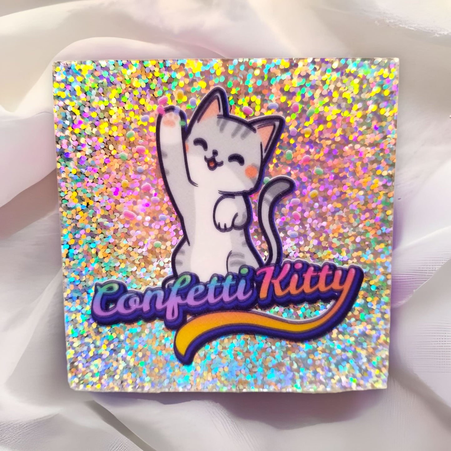 Exclusive! Confetti Kitty Glitter Sticker from Confetti Kitty, Only 5
