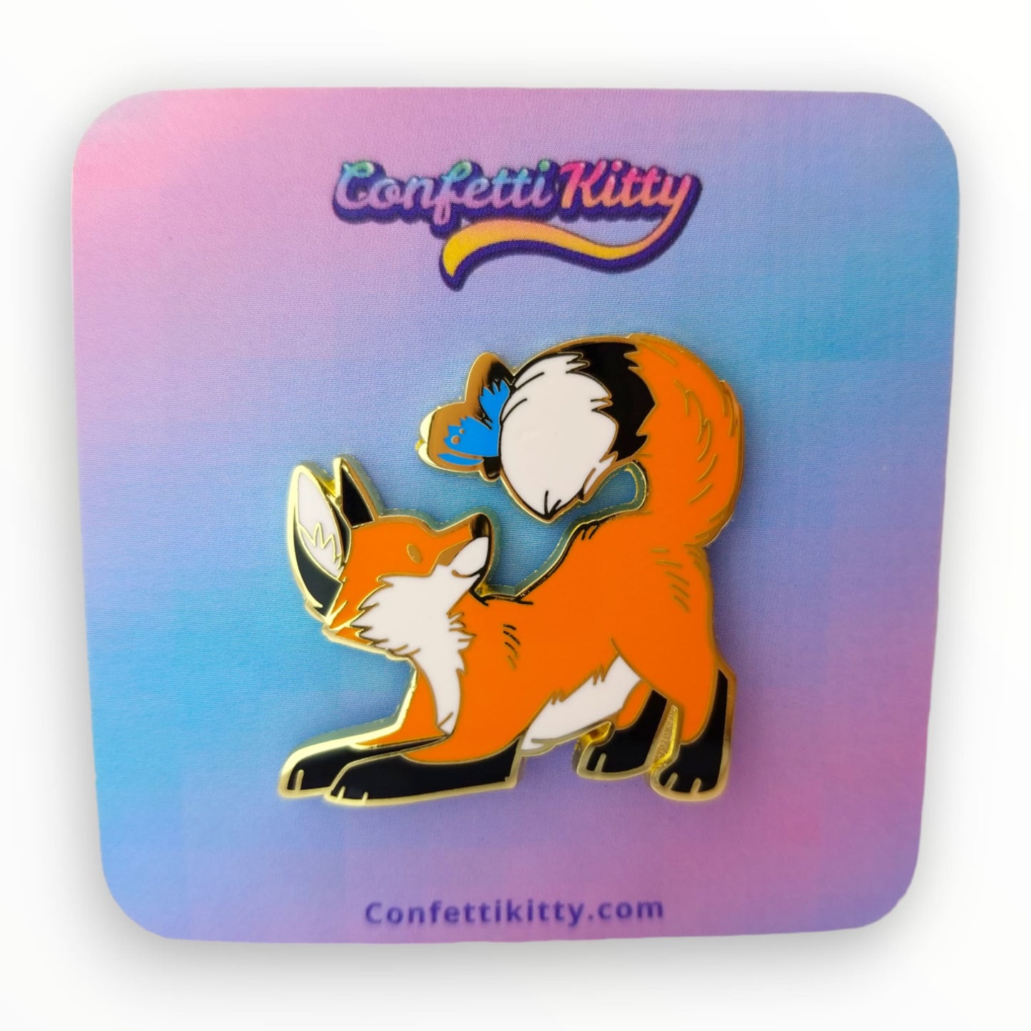 Playful Fox with Butterfly Friend Enamel Pin from Confetti Kitty, Only 14.99