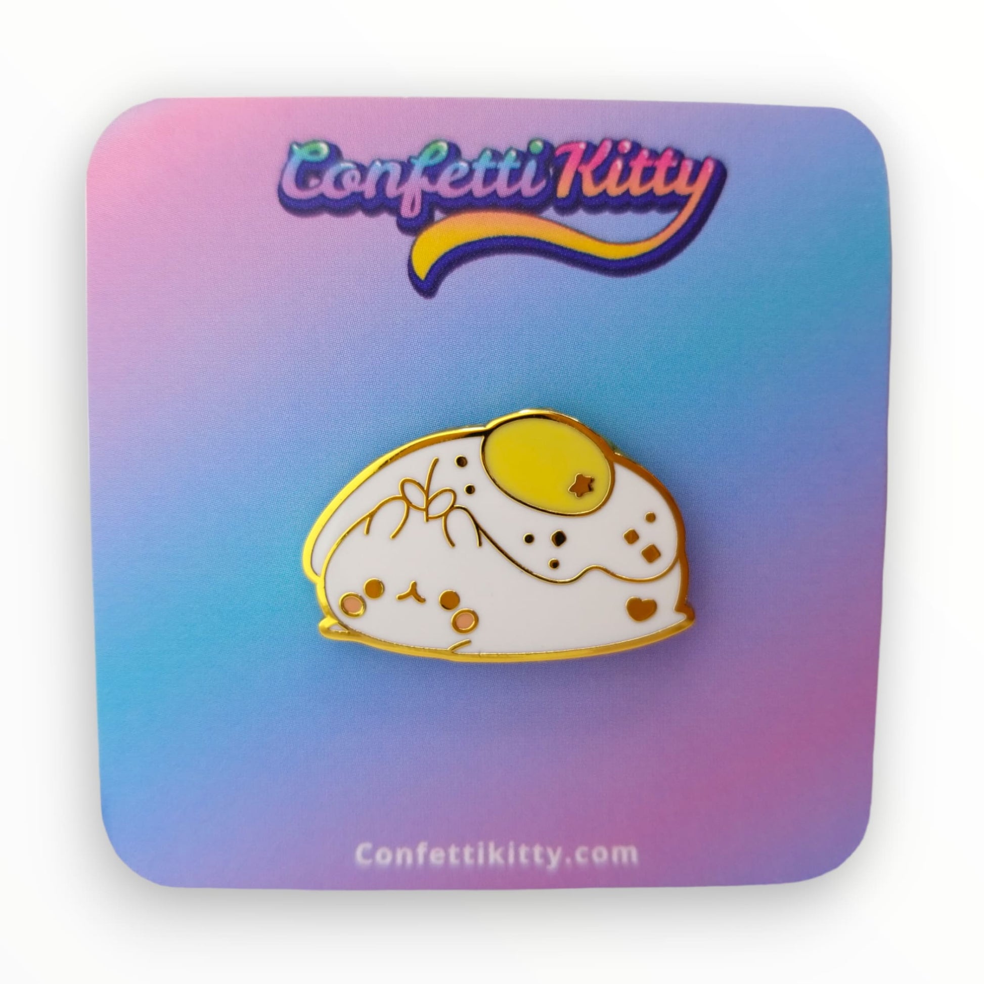 Egged On Molang Hard Enamel Pin from Confetti Kitty, Only 12.99