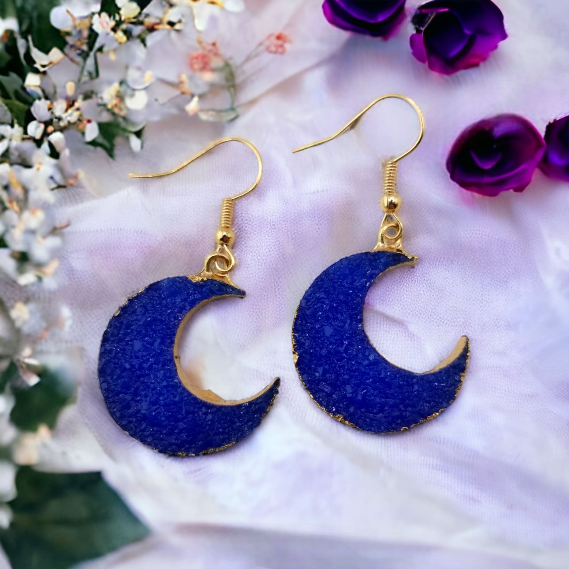 Sapphire Crescent Moon Earrings from Confetti Kitty, Only 7.99