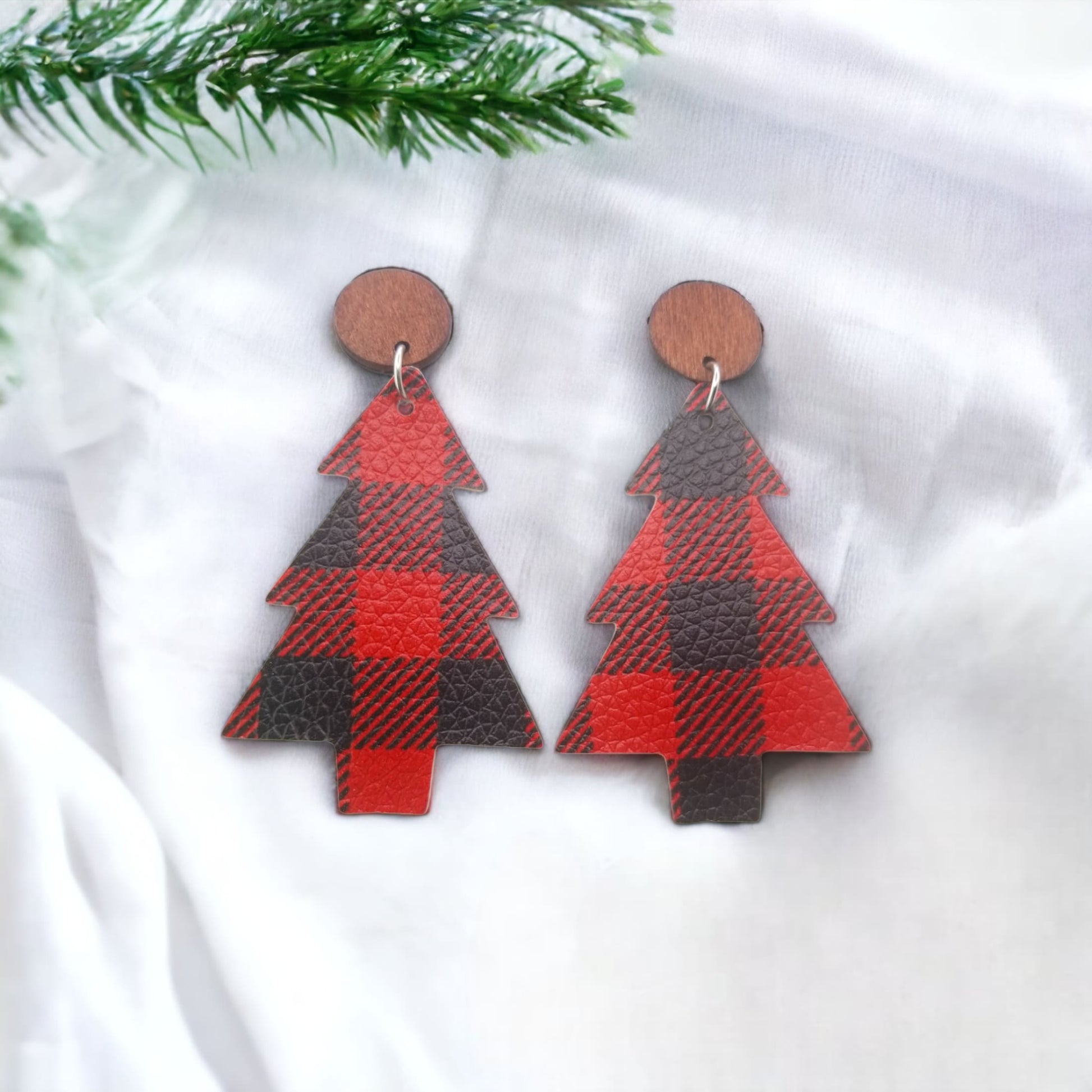 Buffalo Plaid Tree Earrings from Confetti Kitty, Only 7.99