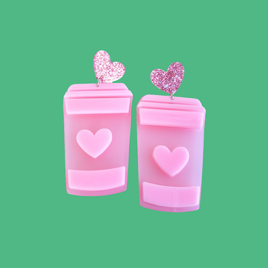 Pink Acrylic Coffee Cup Earrings from Confetti Kitty, Only 10