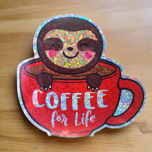 Coffee For Life Sloth Vinyl Sticker from Confetti Kitty, Only 2