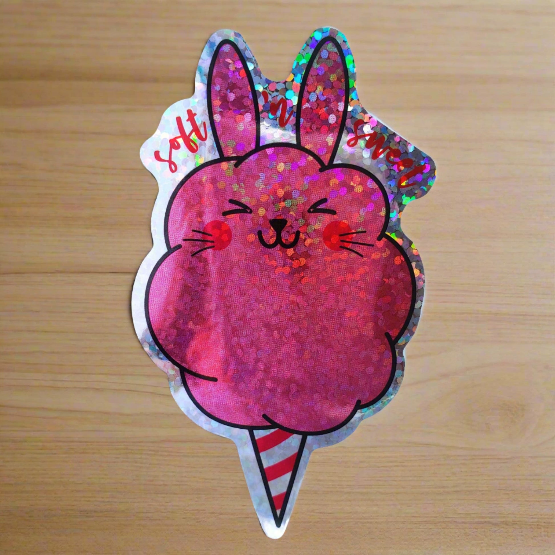 Cute Glitter Bunny Cotton Candy Sticker from Confetti Kitty, Only 2