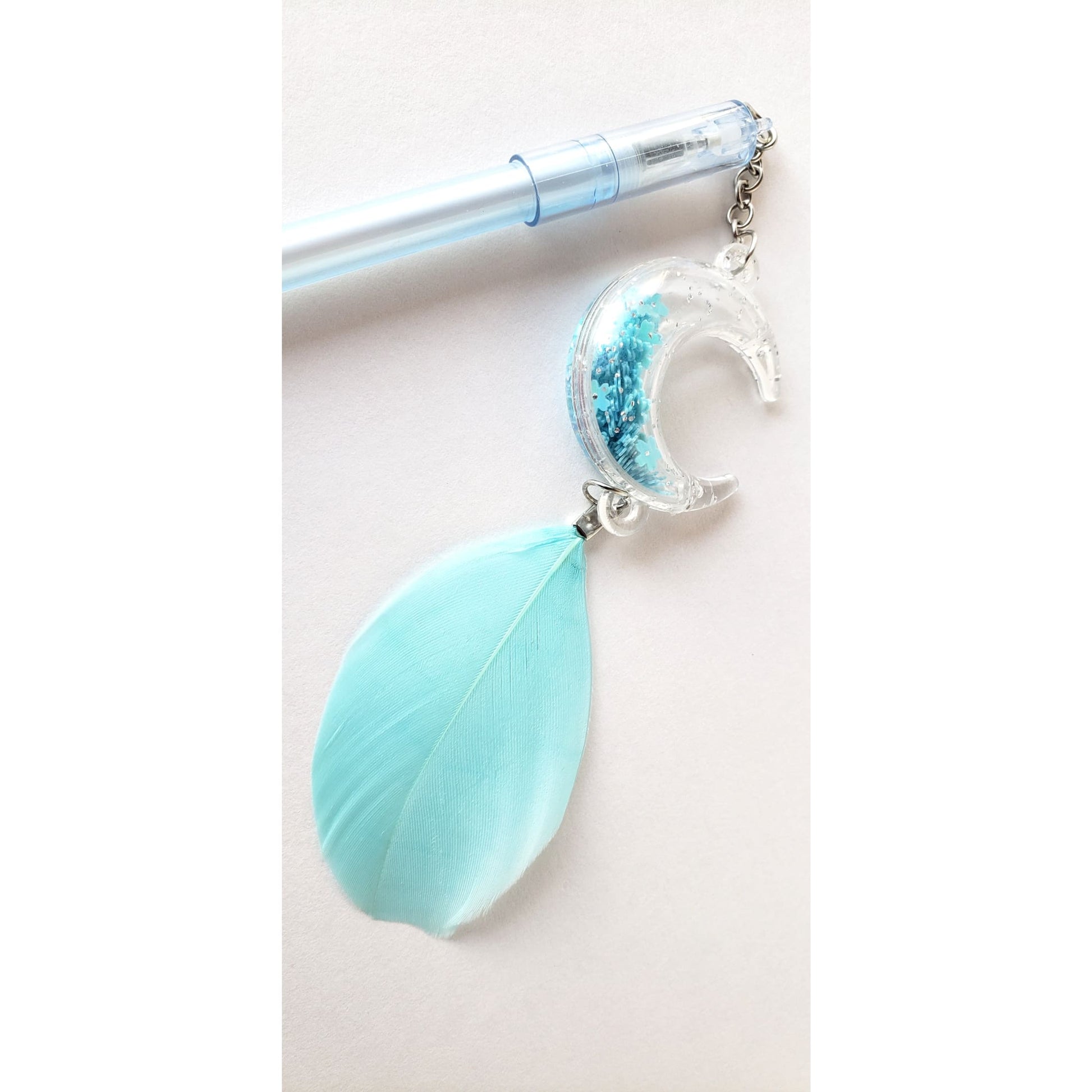 Glitter Moon Shaker Gel Pen with Feather Charm from Confetti Kitty, Only 2.99