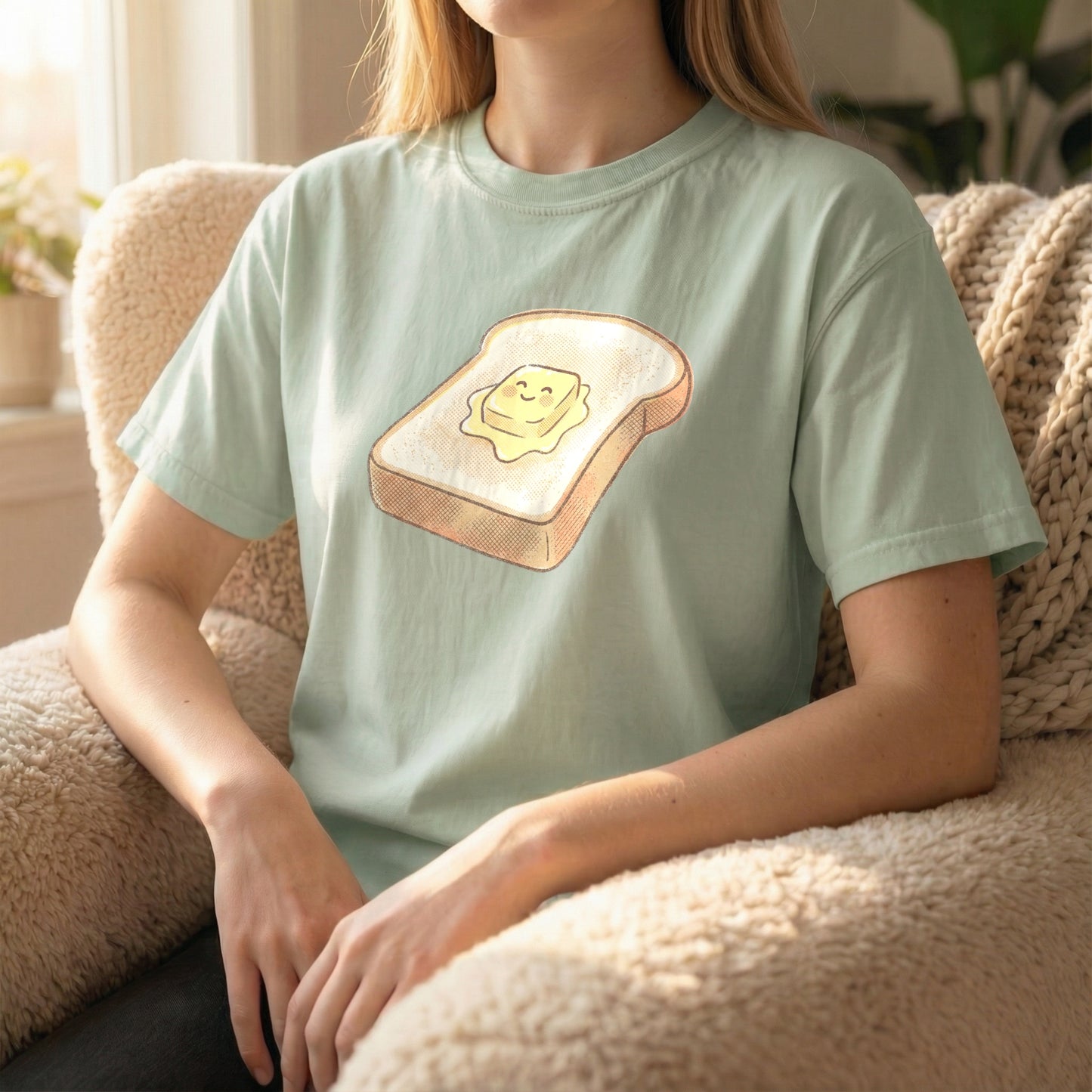 Soft Light Green Comfort Colors t-shirt perfect for a slow morning routine.