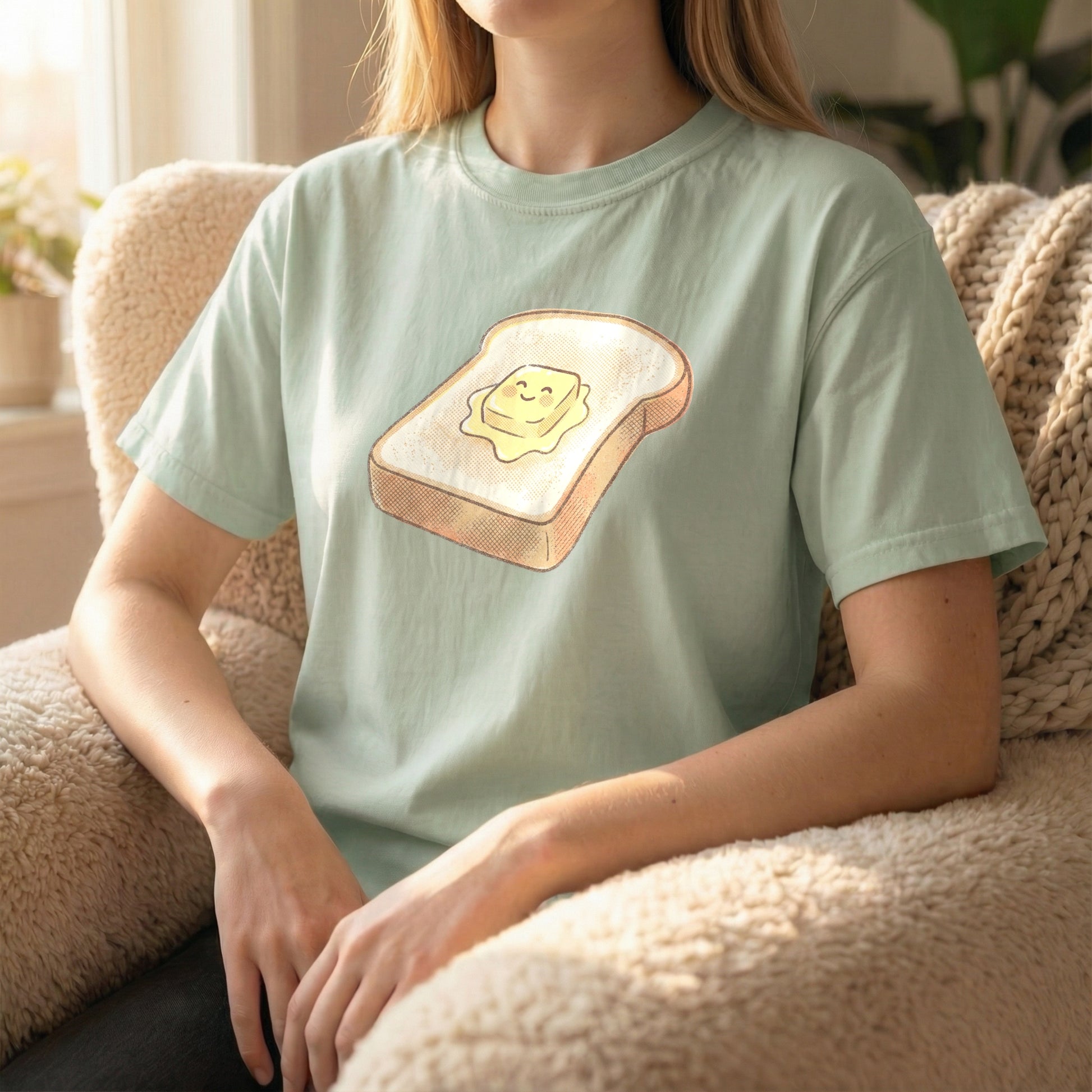 Soft Light Green Comfort Colors t-shirt perfect for a slow morning routine.
