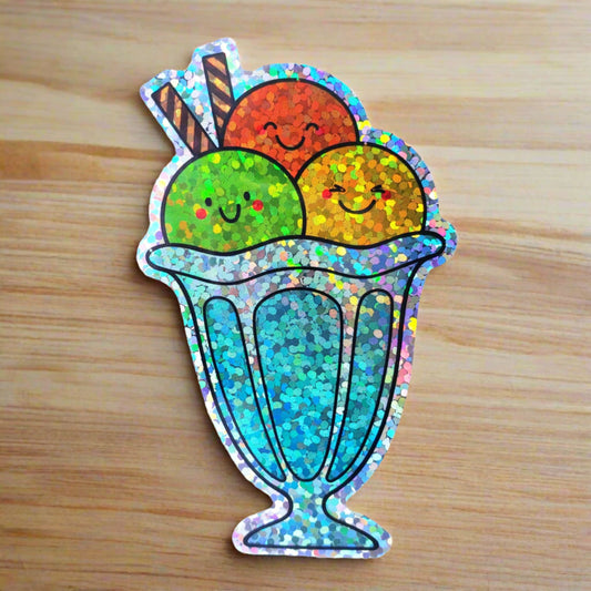 Holographic Ice Cream Parfait Sticker from Confetti Kitty, Only 2