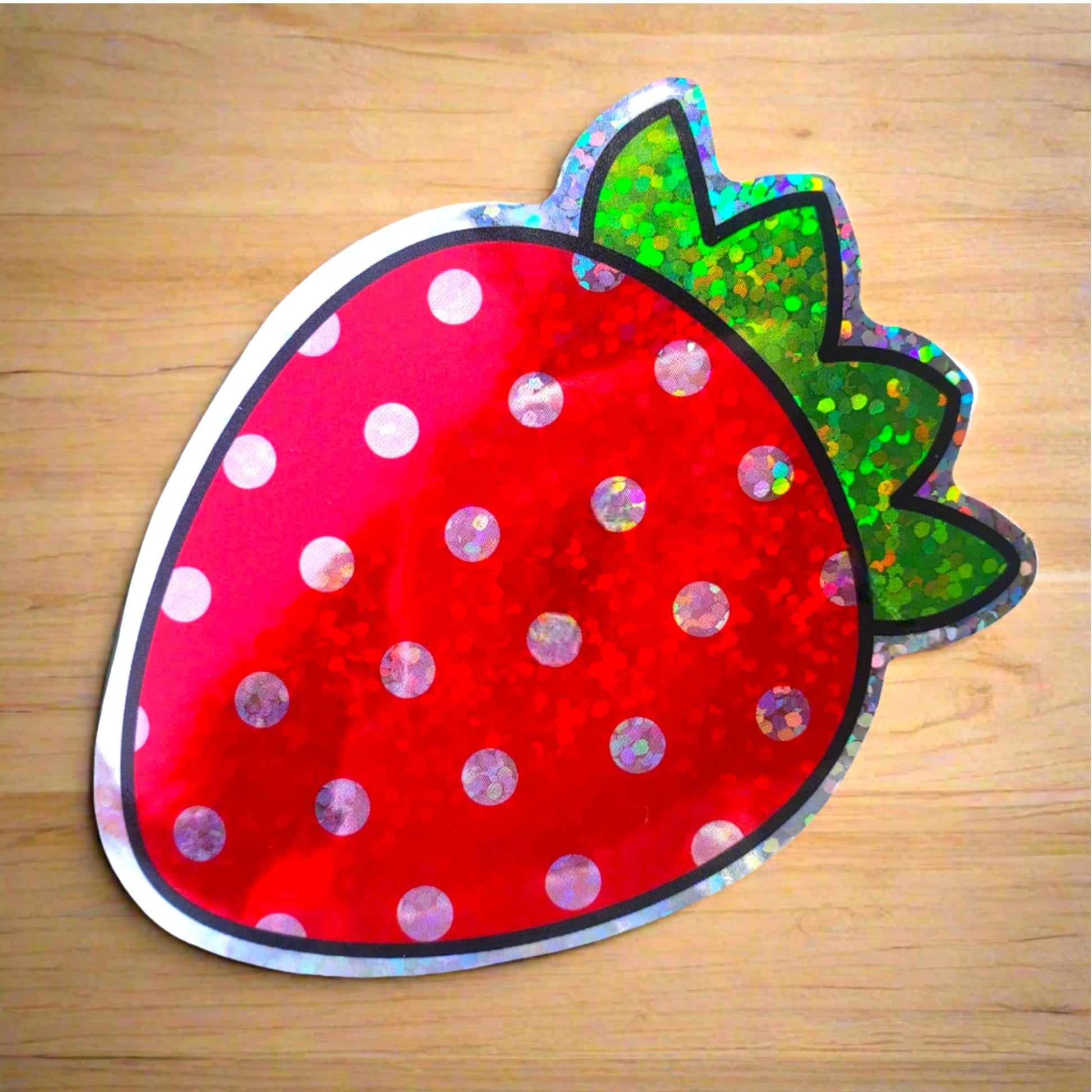 Holographic Strawberry Sticker from Confetti Kitty, Only 2