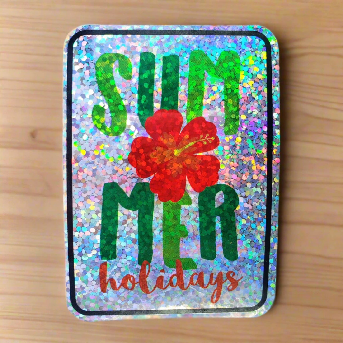 Holographic Summer Holidays Sticker from Confetti Kitty, Only 2