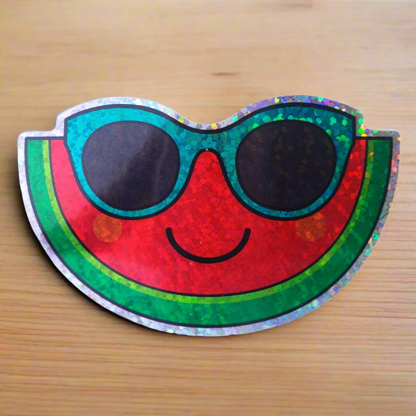 Holographic Watermelon Sticker with Sunglasses from Confetti Kitty, Only 2