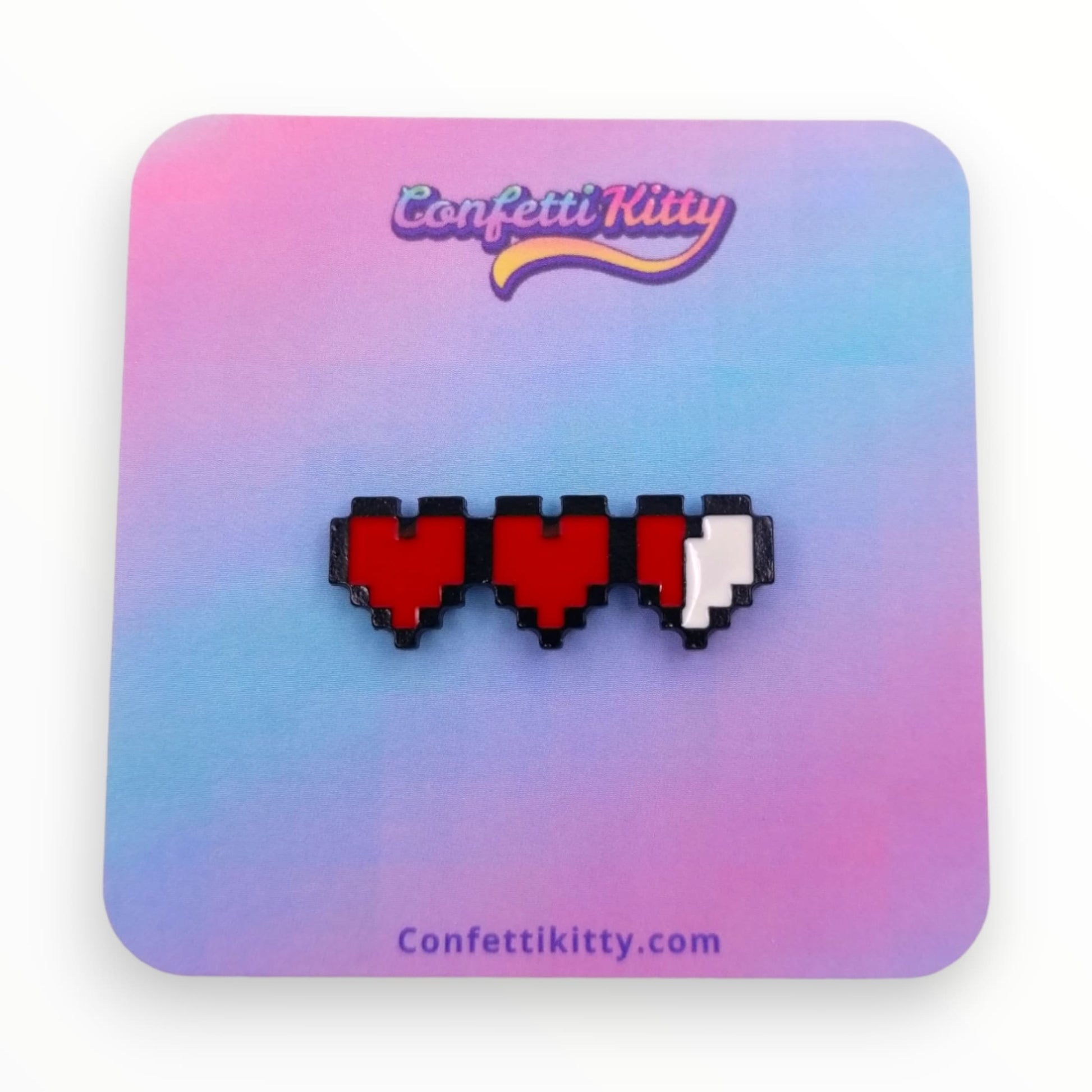 HP Hearts Health Bar Enamel Pin from Confetti Kitty, Only 8
