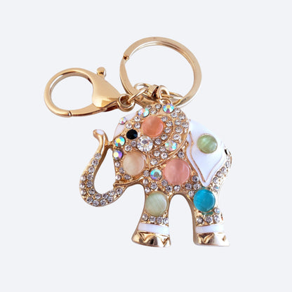 Iridescent and Colorful Cat's Eye Jeweled Elephant Keychain Bag Charm from Confetti Kitty, Only 12