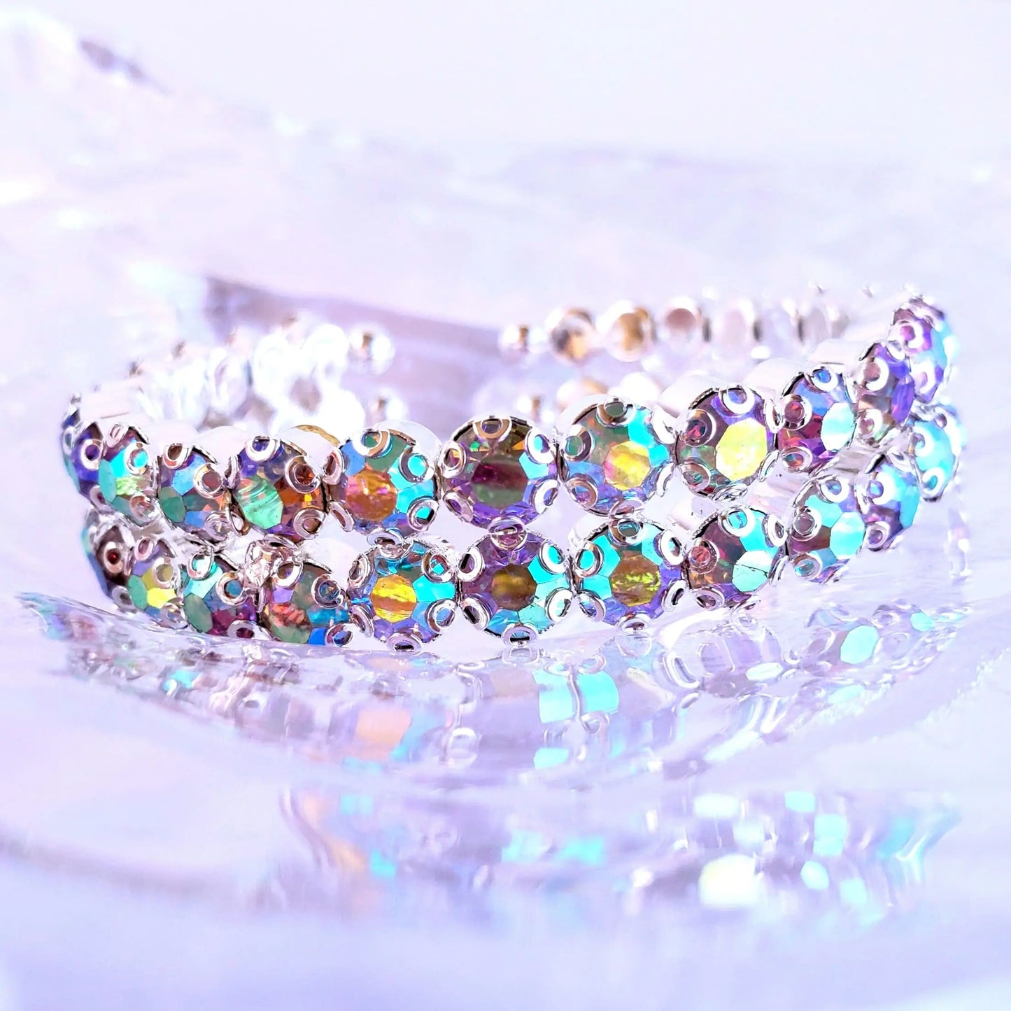 Aurora Borealis Rhinestone Stretchy Cuff Bracelet from Confetti Kitty, Only 7.99