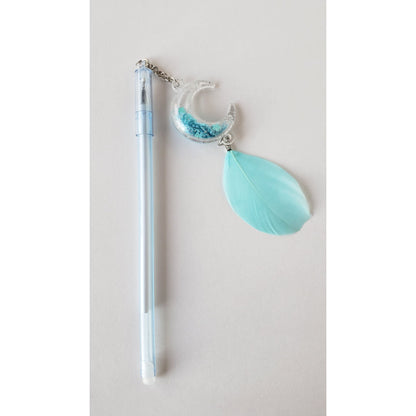 Glitter Moon Shaker Gel Pen with Feather Charm from Confetti Kitty, Only 2.99