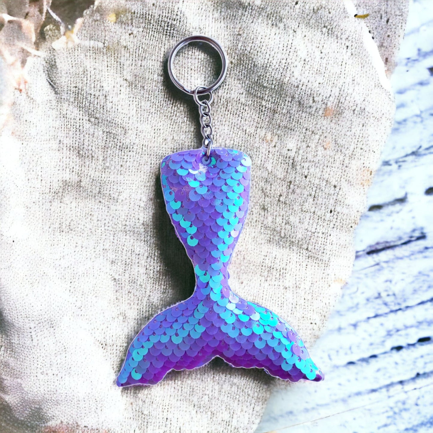 Mermaid Tail Sequin Bag Charm Keychain from Confetti Kitty, Only 2.99