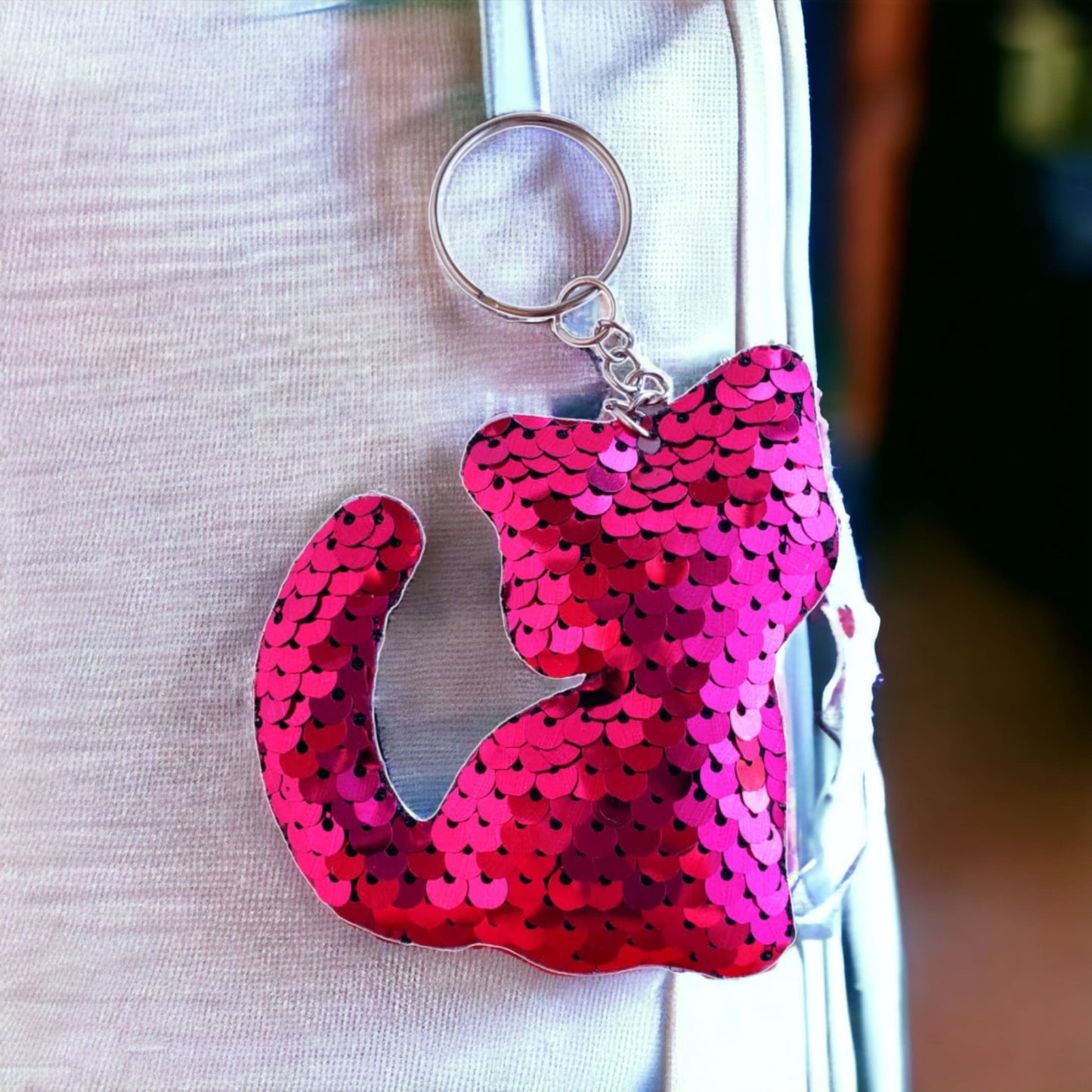 Sequin Kitty Keychain Bag Charm from Confetti Kitty, Only 2.99
