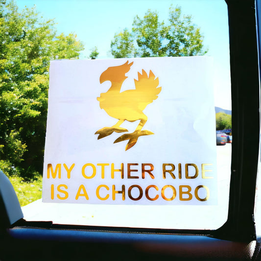 Metallic Gold My Other Ride is a Chocobo Car Decal from Confetti Kitty, Only 7.99