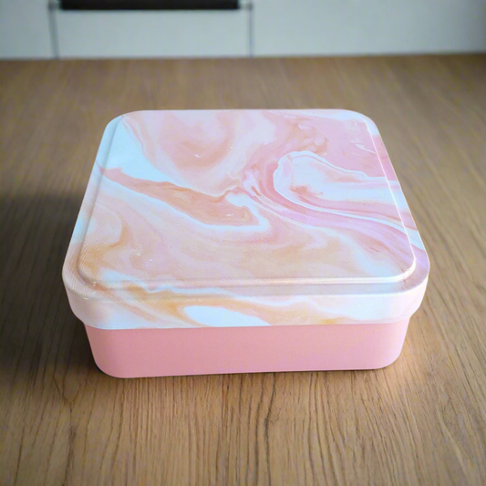 Peachy Pink Swirl Tin Storage Box from Confetti Kitty, Only 2.99