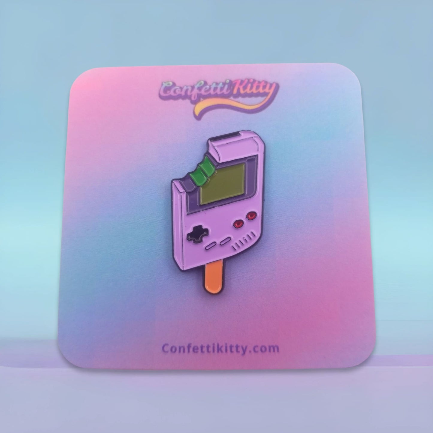 Purple Gameboy Ice Cream Enamel Pin from Confetti Kitty, Only 8