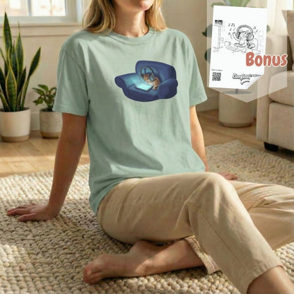 Screen Time Chipmunk tee bundle showing multiple color options including light green, ivory, and orchid