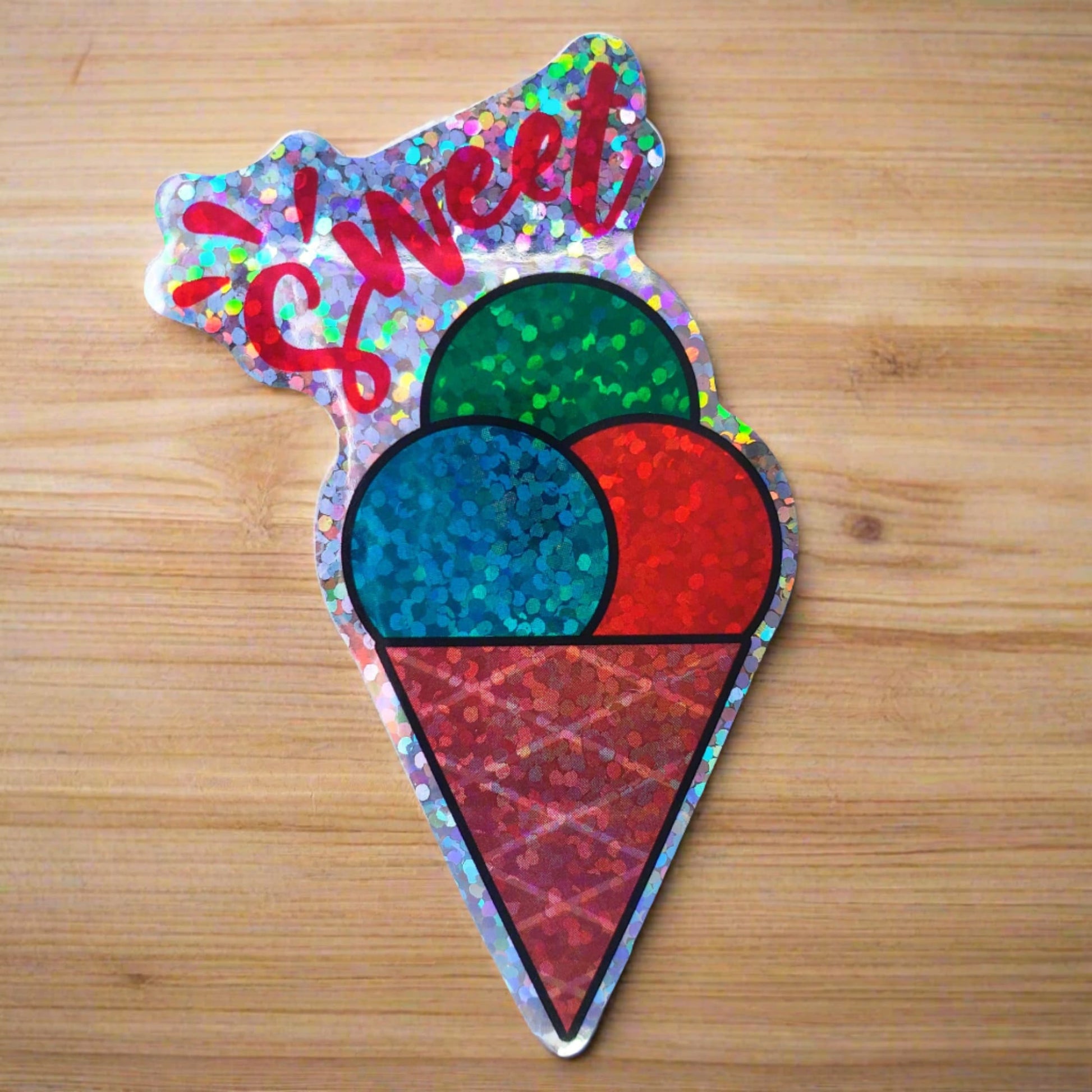 Sweet Ice Cream Cone Holographic Sticker from Confetti Kitty, Only 2